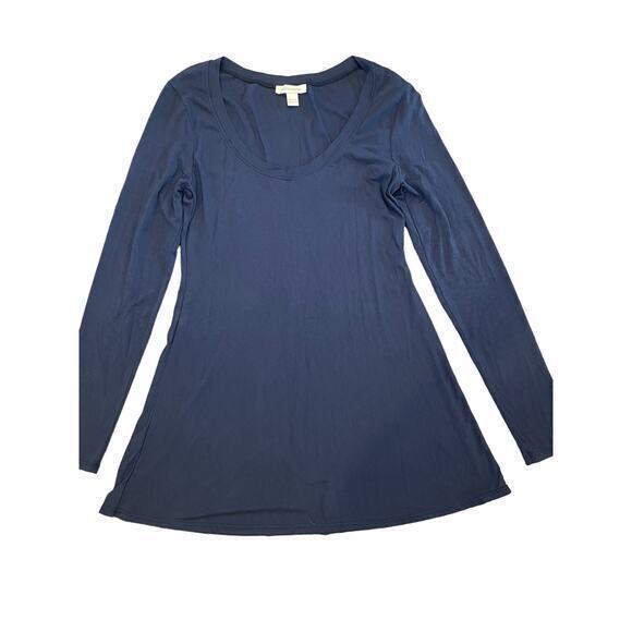 Boston Proper Navy Blue Basic Longsleeve Stretchy T-Shirt Top Women Small‎ - Picture 1 of 9